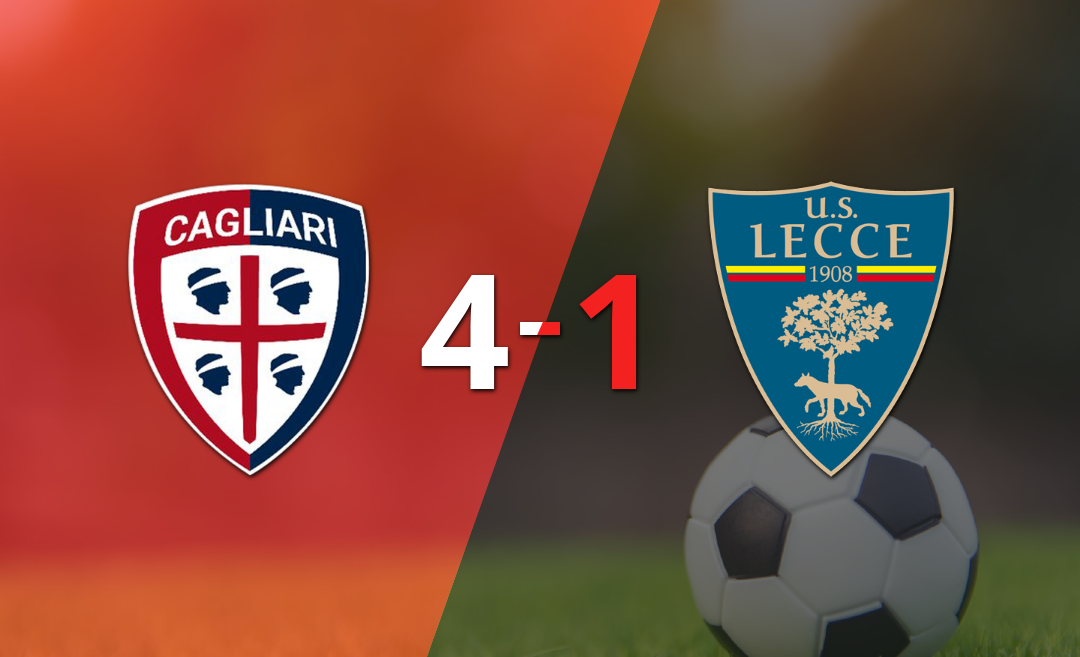 Cagliari dio vuelta el marcador con una goleada 4-1 a Lecce