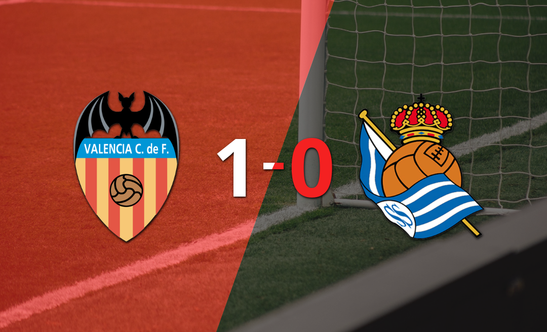 Con un solo gol, Valencia derrotó a Real Sociedad en el estadio Mestalla