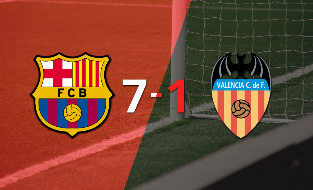 Barcelona golea 7-1 a Valencia y Fermín López firma doblete