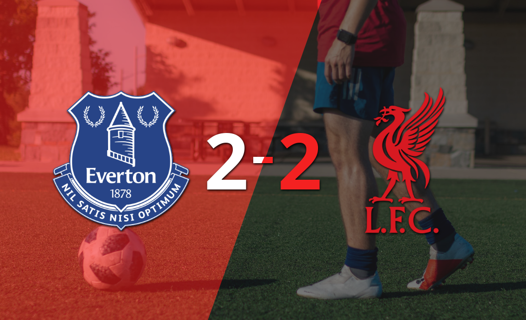 Everton y Liverpool finalizaron el Derbi de Merseyside con un empate agónico por 2
