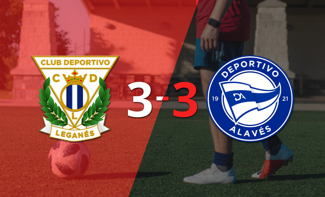 Leganés empató 3-3 ante Alavés con doblete de Daniel Raba