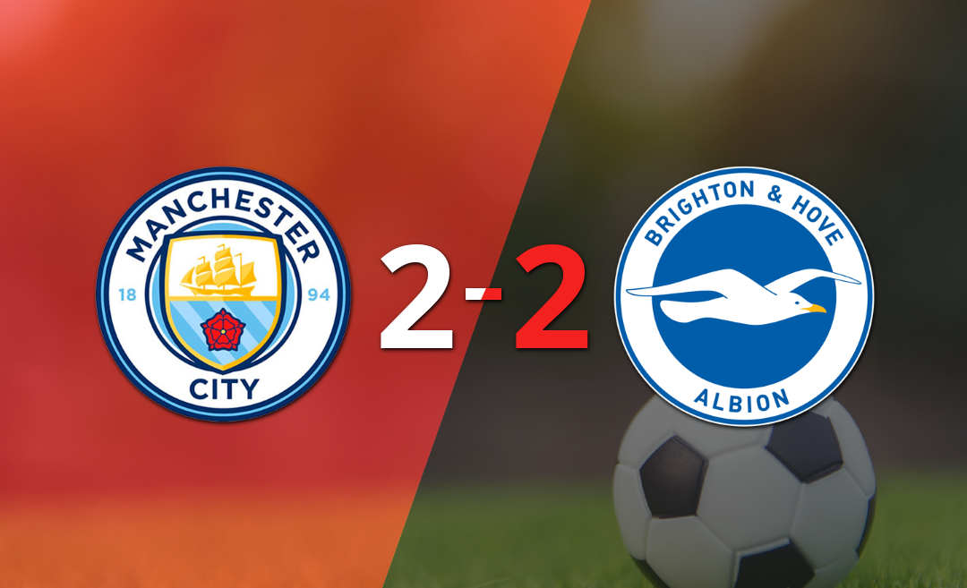 Manchester City y Brighton and Hove igualaron 2 a 2