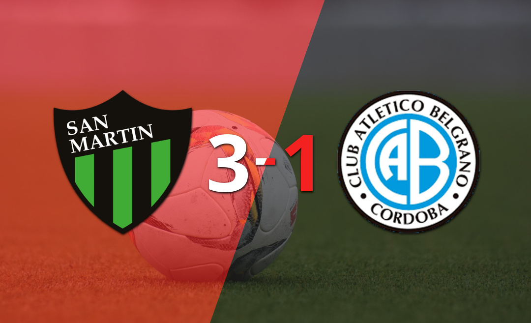 San Martín (SJ) supera por 3-1 a Belgrano tras dar vuelta el partido