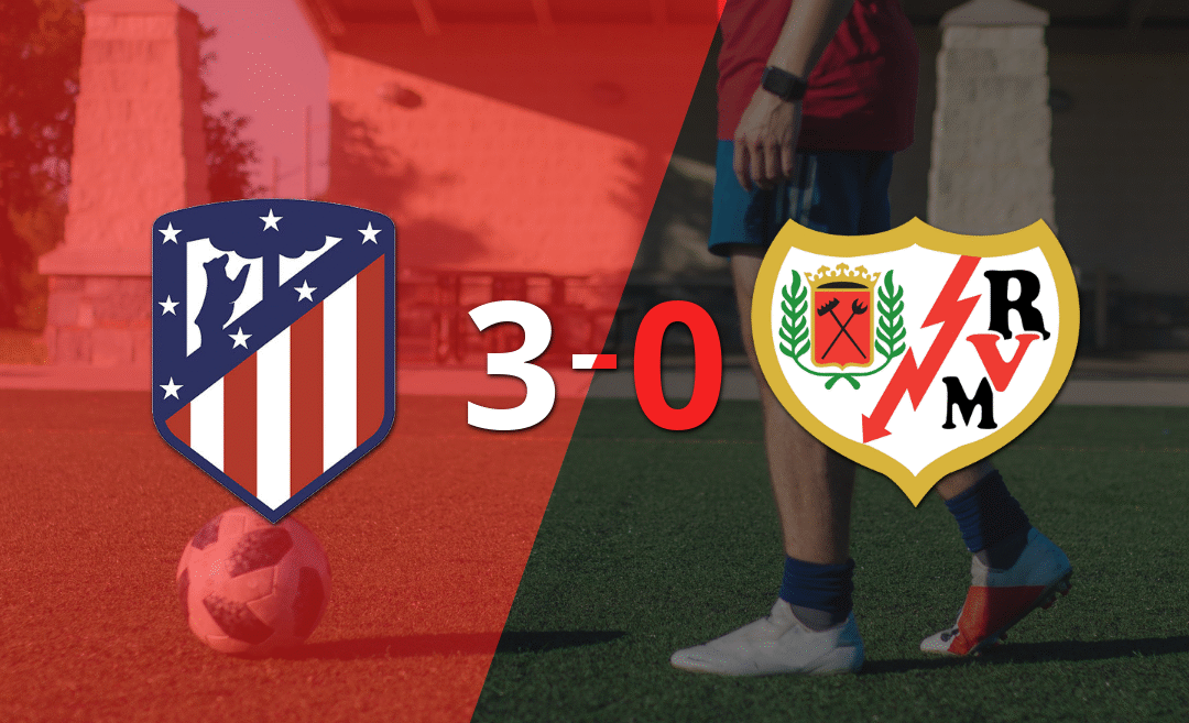 Atlético de Madrid fue contundente y goleó 3-0 a Rayo Vallecano