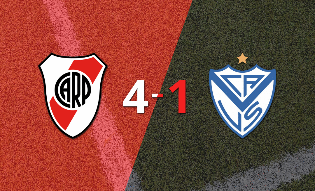 River Plate liquidó con una goleada a Vélez por 4 a 1
