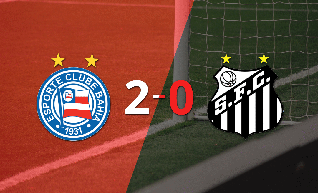 Bahia le ganó como anfitrión a Santos por 2-0