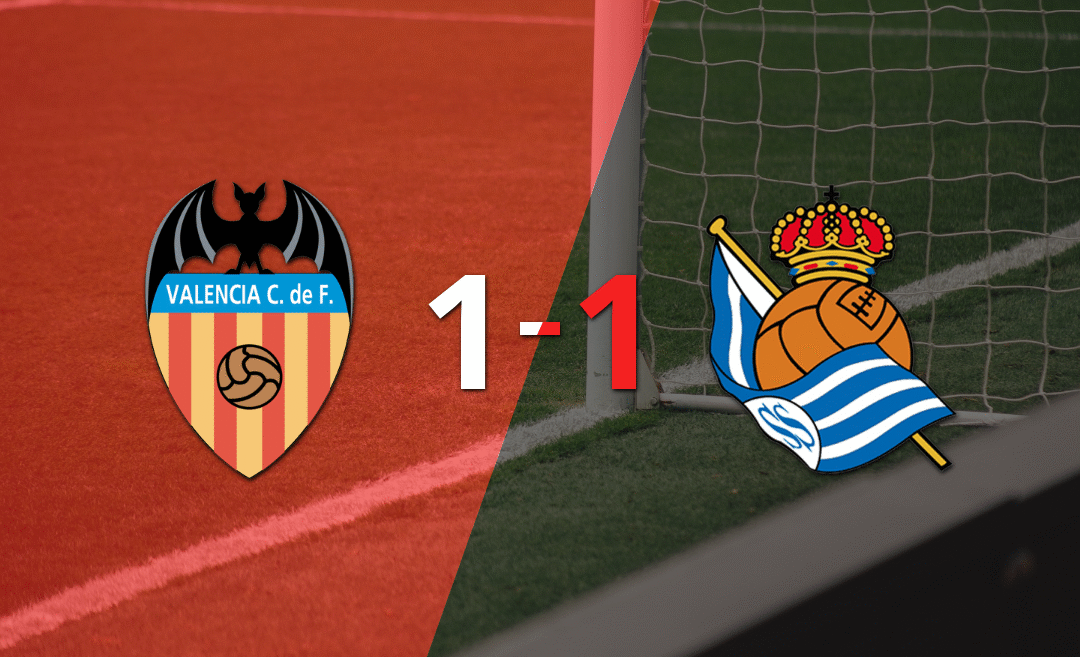 Valencia logró sacar el empate de local frente a Real Sociedad en el inicio del torneo